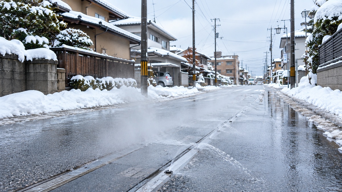冬の北陸で役立つ道路の融雪パイプ・消雪設備
